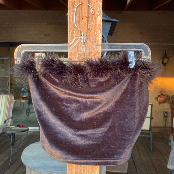Dolls Kill Tube Top Velvet Feather - Picture 6 of 7